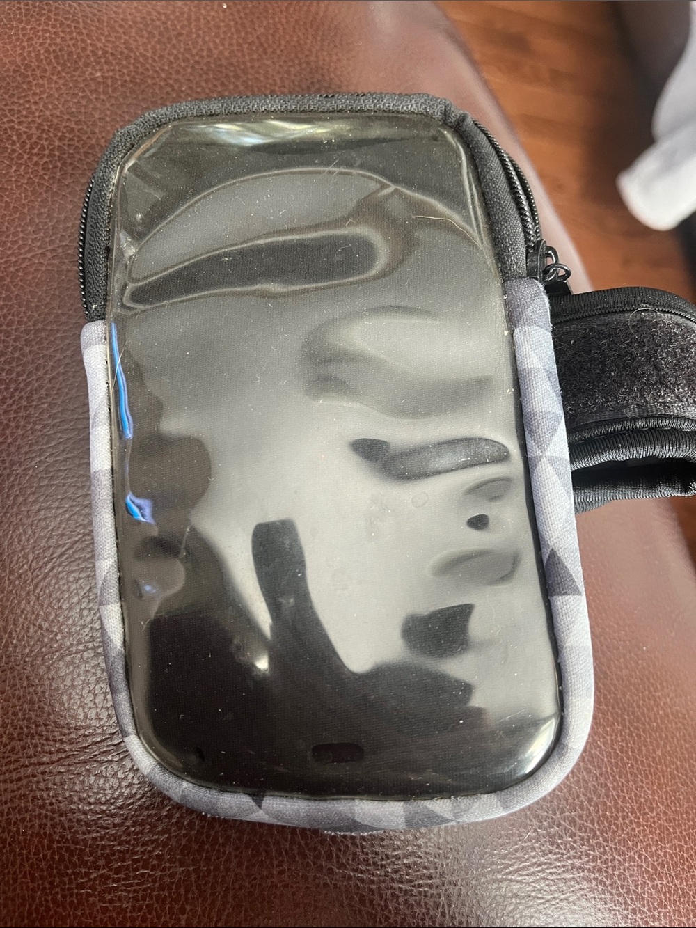 Black Armband Phone Holster with Geometric Accent